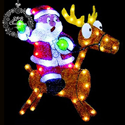 Панно светодиодное «Дед Мороз на олене» (61х67см, 46LED, IP44, уличное, EVA)