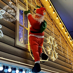 Объемная световая фигура «Дед Мороз на светящейся лестнице» (120см)